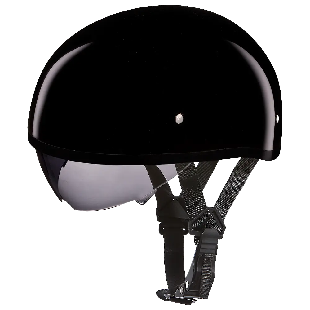 D.O.T. Daytona Skull Cap W/ Inner Shield- Hi-Gloss Black Daytona Helmets