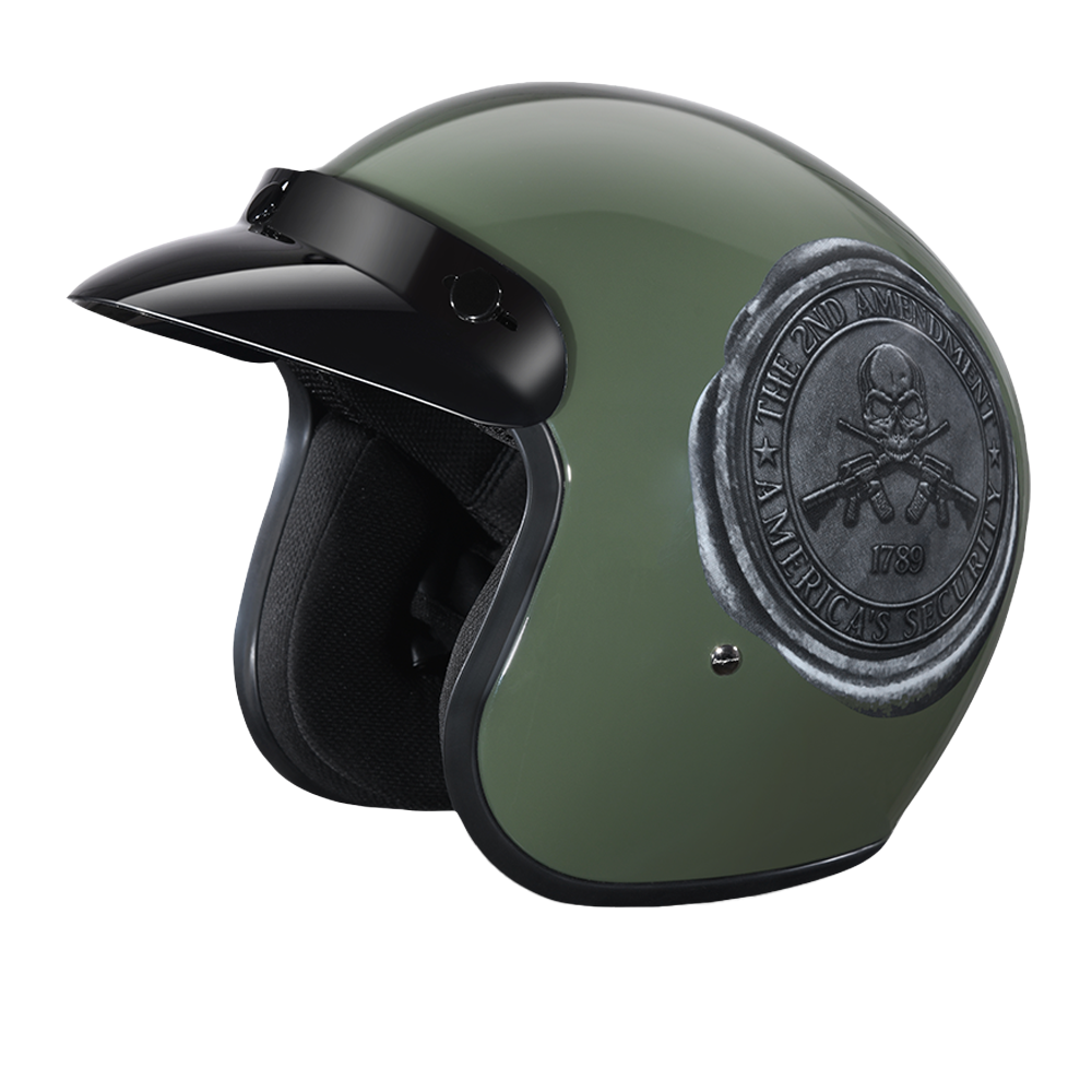 DOT Approved Daytona Cruiser Open Face Motorcycle Helmet - Men, Women & Youth - With Visor & Graphics - W/ 2nd Amendment Seal Daytona Helmets