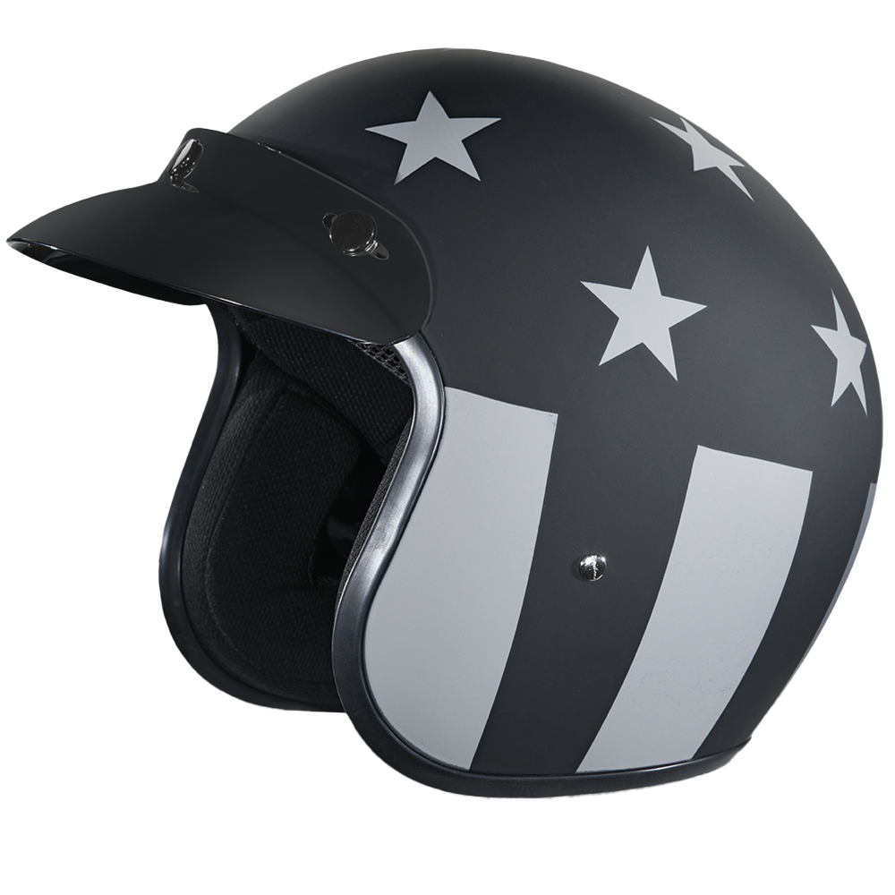 DOT Approved Daytona Cruiser Open Face Motorcycle Helmet - Men, Women & Youth - With Visor & Graphics - W/ Captain America Stealth Daytona Helmets