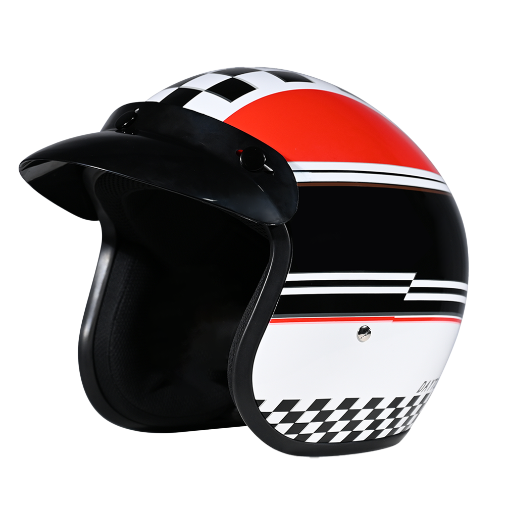 DOT Approved Daytona Cruiser Open Face Motorcycle Helmet - Men, Women & Youth - With Visor & Graphics - W/ Daytona Classic Daytona Helmets