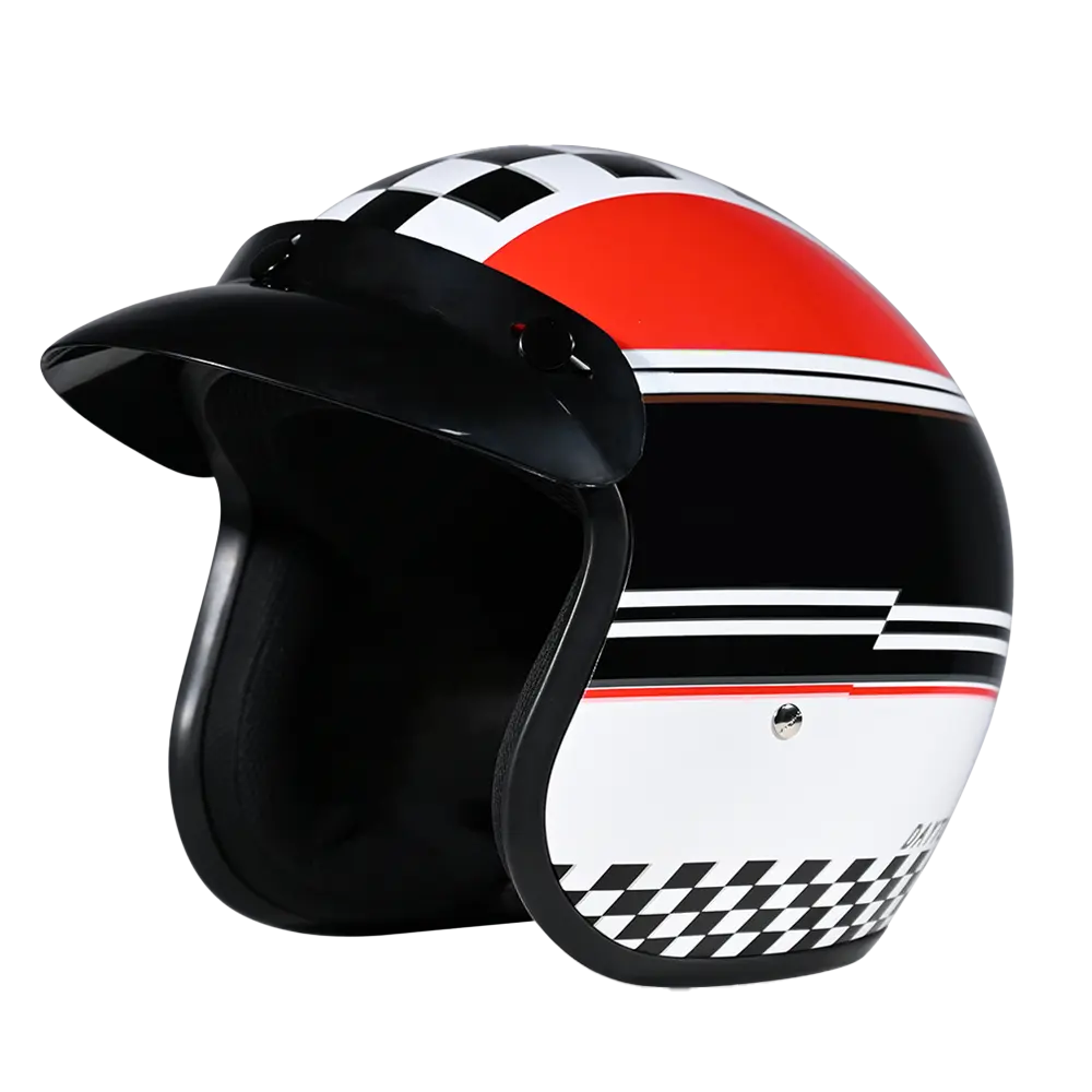 DOT Approved Daytona Cruiser Open Face Motorcycle Helmet - Men, Women & Youth - With Visor & Graphics - W/ Daytona Classic Daytona Helmets