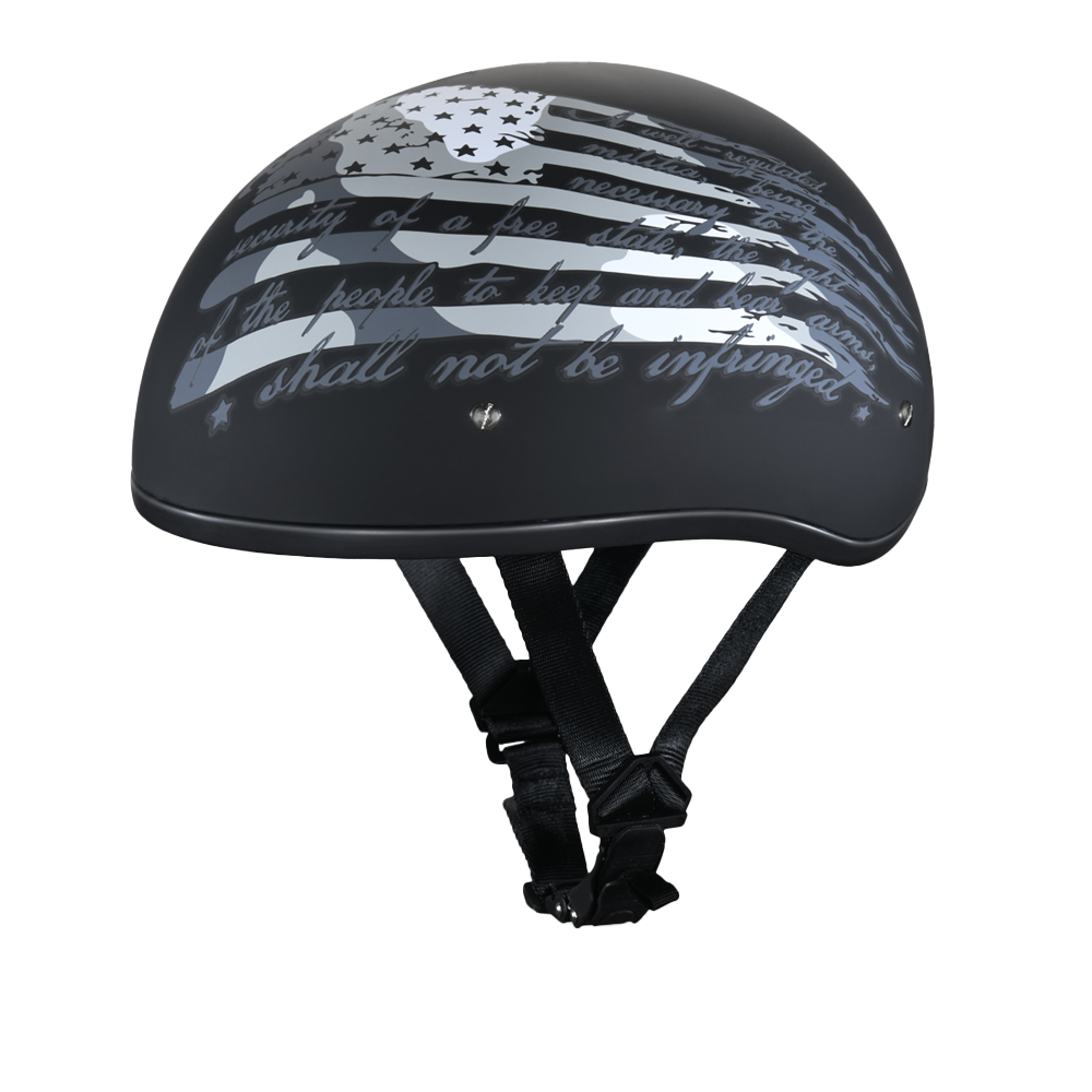 DOT Approved Daytona Motorcycle Half Face Helmet - Skull Cap Graphics for Men & Women, Scooters, ATVs, UTVs & Choppers - W/ 2nd Amendment Daytona Helmets