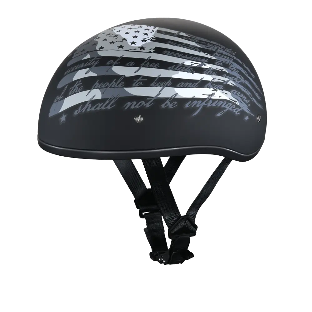 DOT Approved Daytona Motorcycle Half Face Helmet - Skull Cap Graphics for Men & Women, Scooters, ATVs, UTVs & Choppers - W/ 2nd Amendment Daytona Helmets