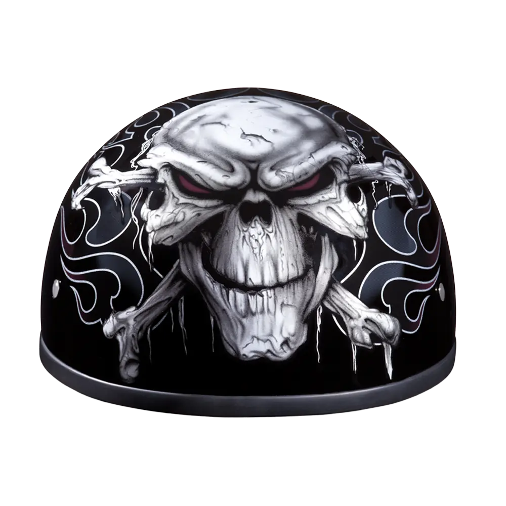 DOT Approved Daytona Motorcycle Half Face Helmet - Skull Cap Graphics for Men & Women, Scooters, ATVs, UTVs & Choppers - W/ Cross Bones Daytona Helmets