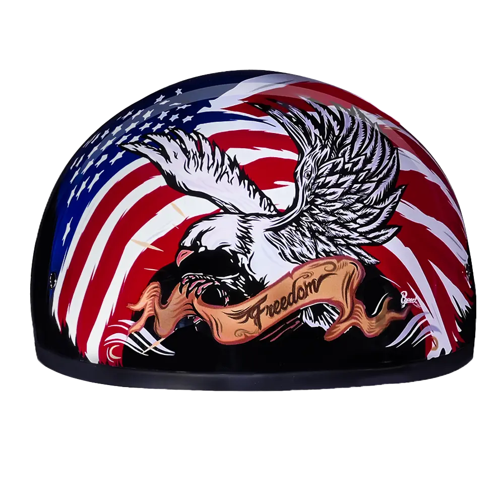 DOT Approved Daytona Motorcycle Half Face Helmet - Skull Cap Graphics for Men & Women, Scooters, ATVs, UTVs & Choppers - W/ Freedom 2.0 Daytona Helmets