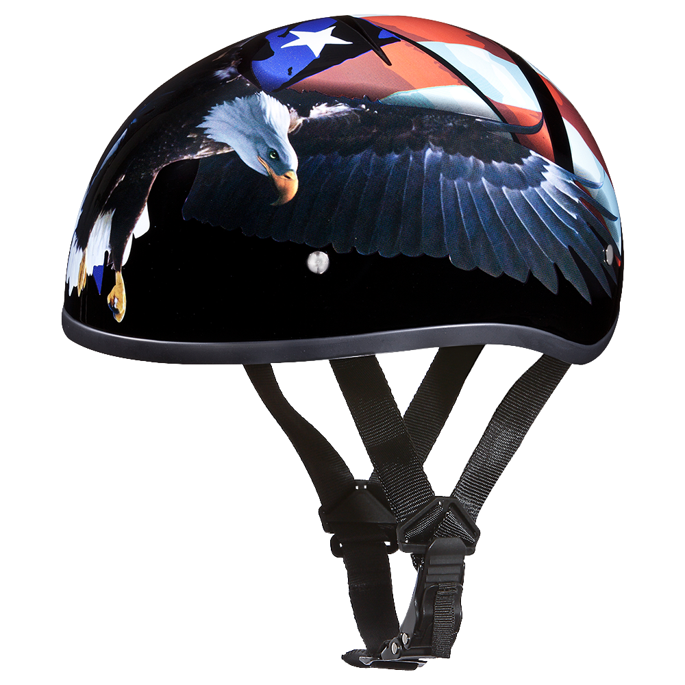 DOT Approved Daytona Motorcycle Half Face Helmet - Skull Cap Graphics for Men & Women, Scooters, ATVs, UTVs & Choppers - W/ Freedom Daytona Helmets