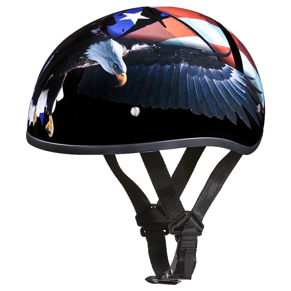 DOT Approved Daytona Motorcycle Half Face Helmet - Skull Cap Graphics for Men & Women, Scooters, ATVs, UTVs & Choppers - W/ Freedom Daytona Helmets