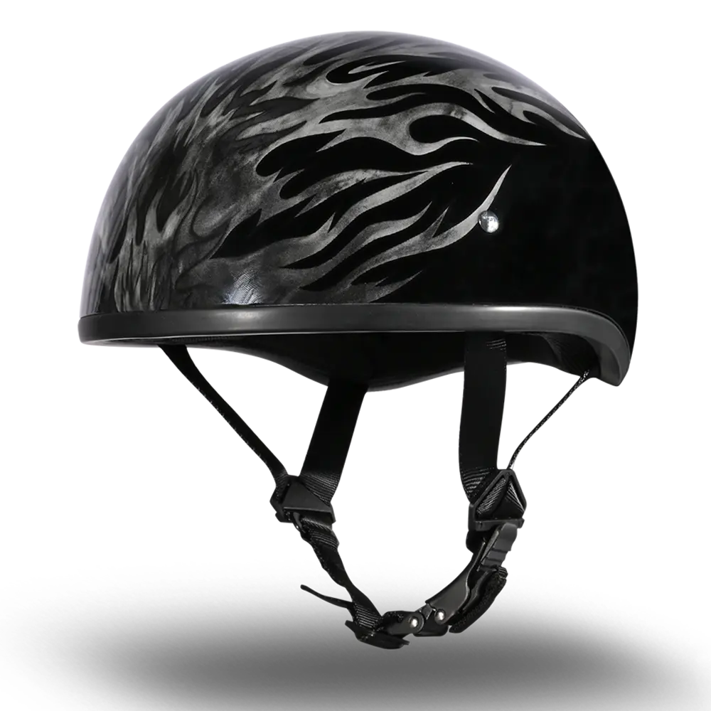 DOT Approved Daytona Motorcycle Half Face Helmet - Skull Cap Graphics for Men & Women, Scooters, ATVs, UTVs & Choppers - W/ Ignite Grey Daytona Helmets