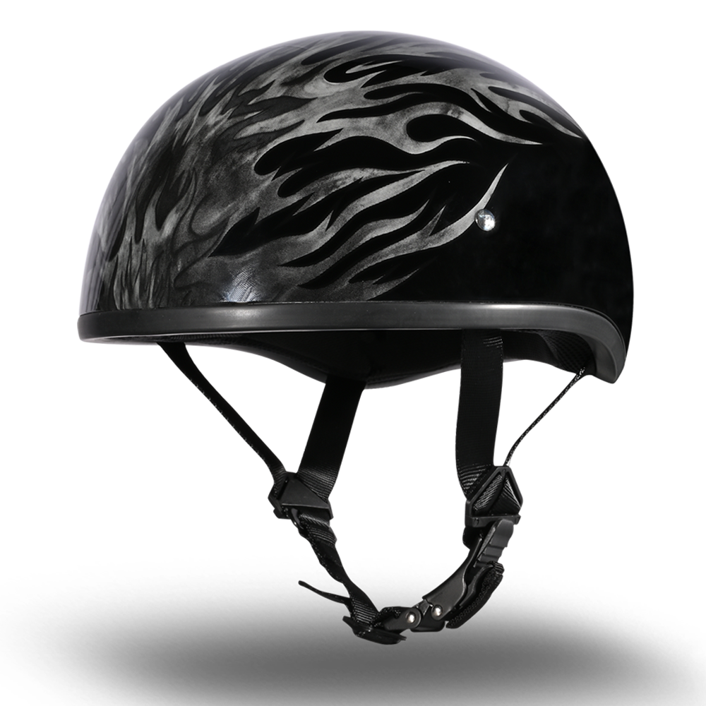 DOT Approved Daytona Motorcycle Half Face Helmet - Skull Cap Graphics for Men & Women, Scooters, ATVs, UTVs & Choppers - W/ Ignite Grey Daytona Helmets