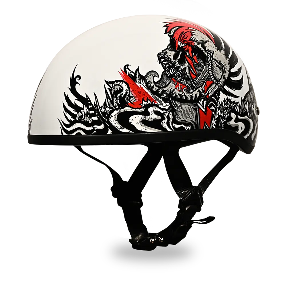 DOT Approved Daytona Motorcycle Half Face Helmet - Skull Cap Graphics for Men & Women, Scooters, ATVs, UTVs & Choppers - W/ Rockin' Reaper Daytona Helmets