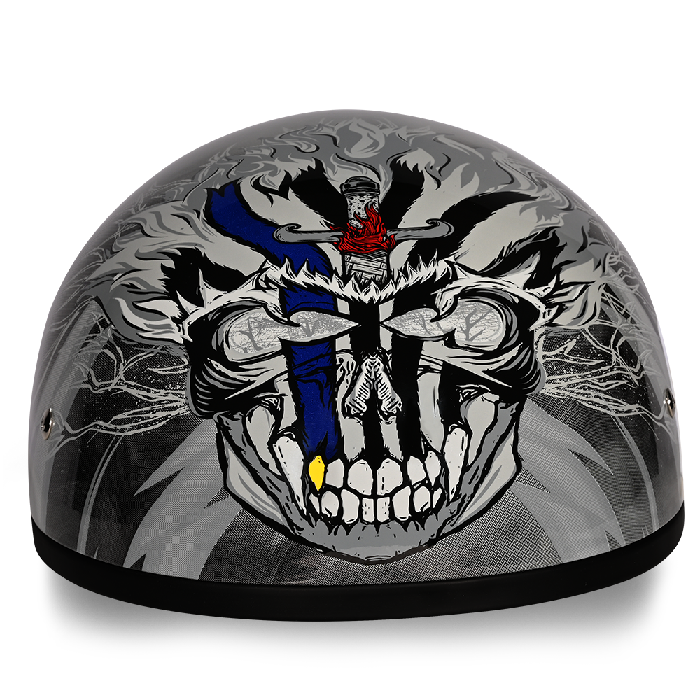 DOT Approved Daytona Motorcycle Half Face Helmet - Skull Cap Graphics for Men & Women, Scooters, ATVs, UTVs & Choppers - W/ Thunder Daytona Helmets