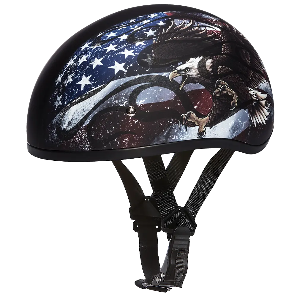 DOT Approved Daytona Motorcycle Half Face Helmet - Skull Cap Graphics for Men & Women, Scooters, ATVs, UTVs & Choppers - W/ USA Daytona Helmets
