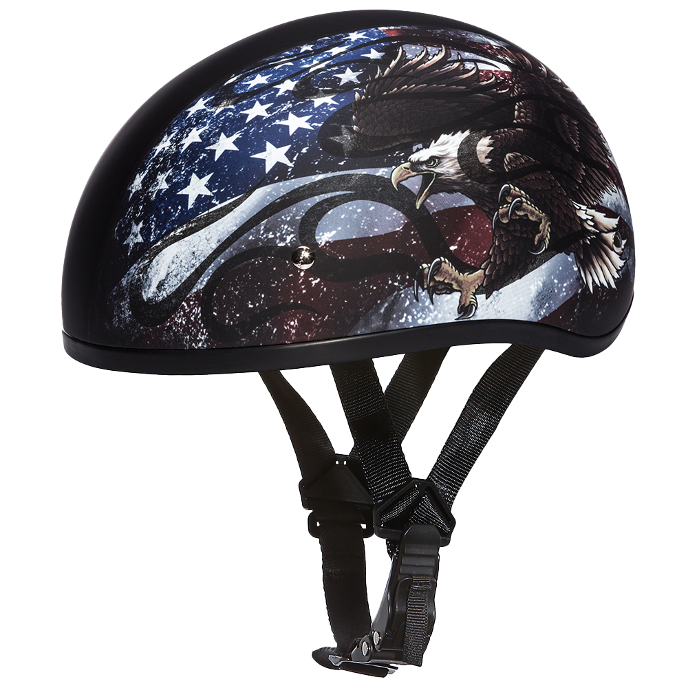 DOT Approved Daytona Motorcycle Half Face Helmet - Skull Cap Graphics for Men & Women, Scooters, ATVs, UTVs & Choppers - W/ USA Daytona Helmets