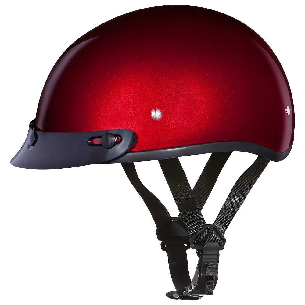 DOT Approved Daytona Skull Cap Half Shell Motorcycle Helmet - Beanie Style for Motorcycles, Cruisers, Scooters, and Mopeds - Black Cherry Daytona Helmets