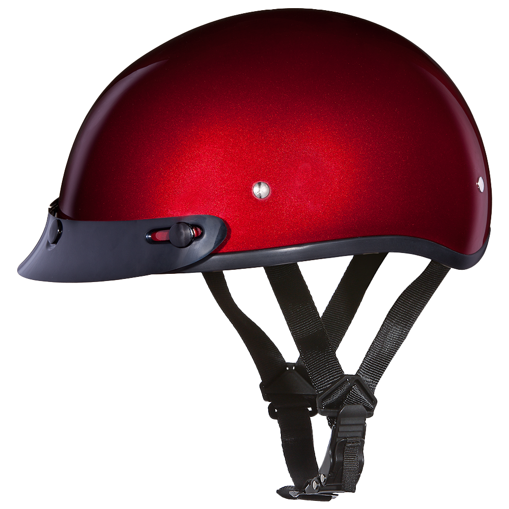 DOT Approved Daytona Skull Cap Half Shell Motorcycle Helmet - Beanie Style for Motorcycles, Cruisers, Scooters, and Mopeds - Black Cherry Daytona Helmets