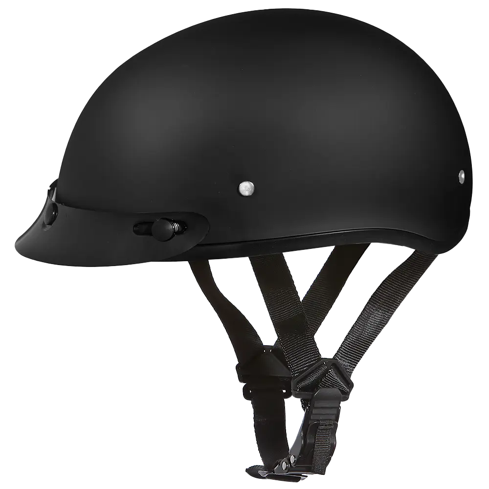 DOT Approved Daytona Skull Cap Half Shell Motorcycle Helmet - Beanie Style for Motorcycles, Cruisers, Scooters, and Mopeds - Dull Black Daytona Helmets