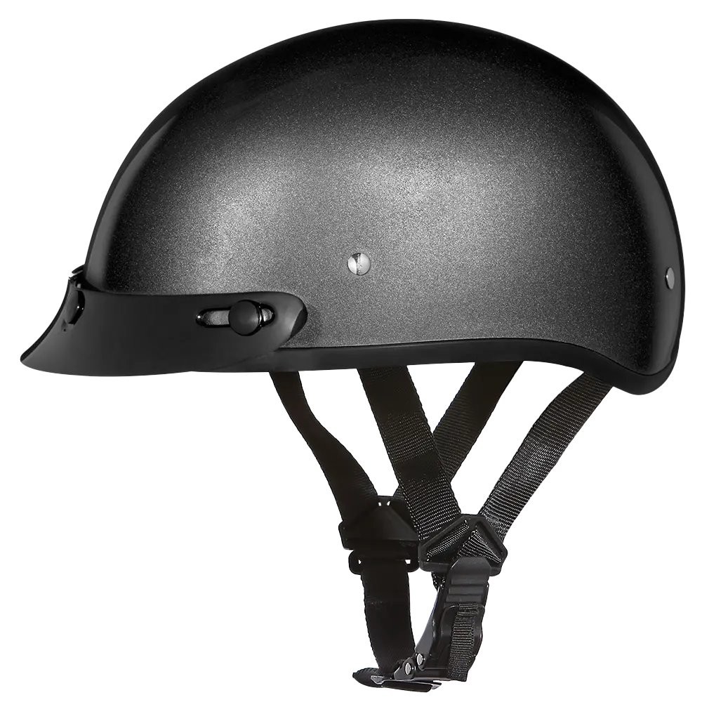 DOT Approved Daytona Skull Cap Half Shell Motorcycle Helmet - Beanie Style for Motorcycles, Cruisers, Scooters, and Mopeds - Gun Metal Grey Metallic Daytona Helmets