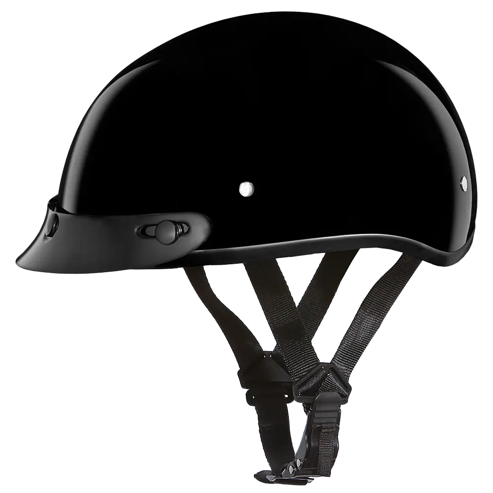 DOT Approved Daytona Skull Cap Half Shell Motorcycle Helmet - Beanie Style for Motorcycles, Cruisers, Scooters, and Mopeds - Hi-Gloss Black Daytona Helmets