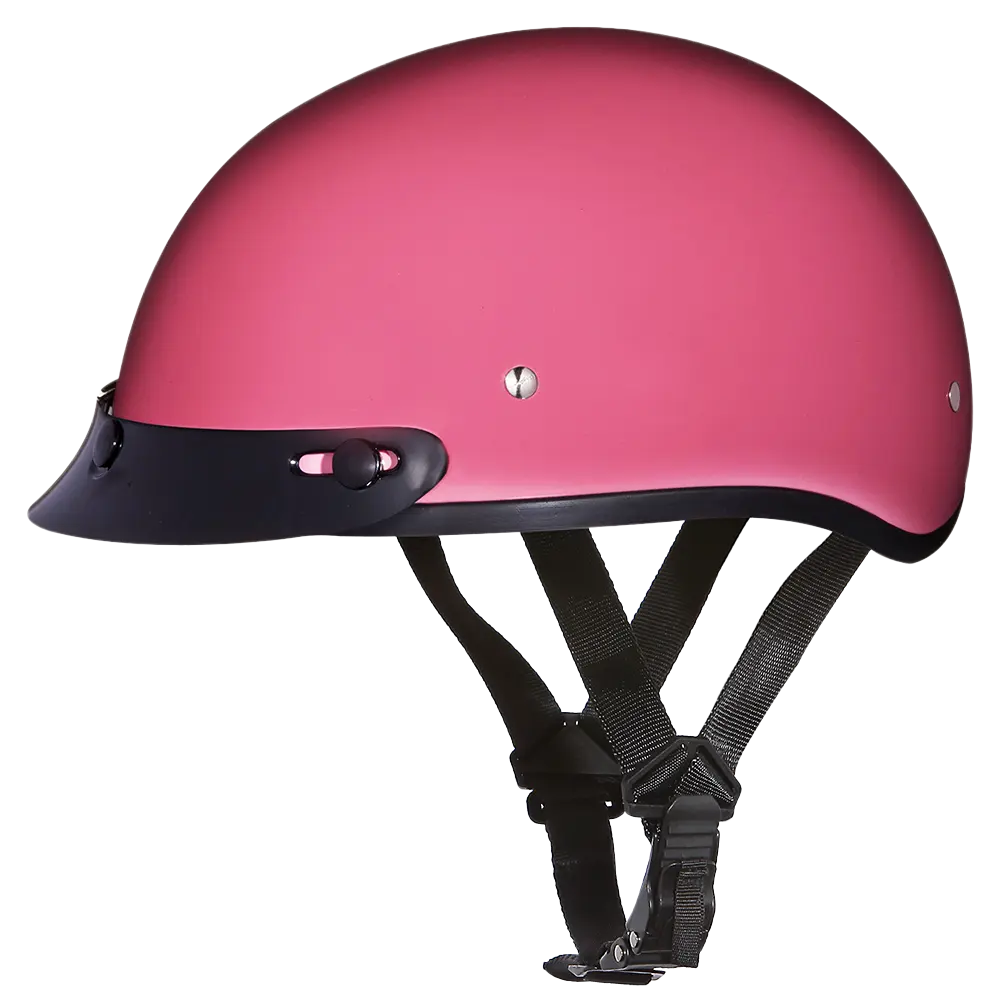 DOT Approved Daytona Skull Cap Half Shell Motorcycle Helmet - Beanie Style for Motorcycles, Cruisers, Scooters, and Mopeds - Hi-Gloss Pink Daytona Helmets