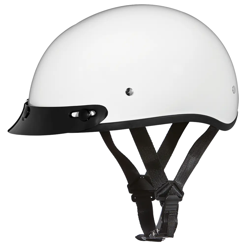 DOT Approved Daytona Skull Cap Half Shell Motorcycle Helmet - Beanie Style for Motorcycles, Cruisers, Scooters, and Mopeds - Hi-Gloss White Daytona Helmets