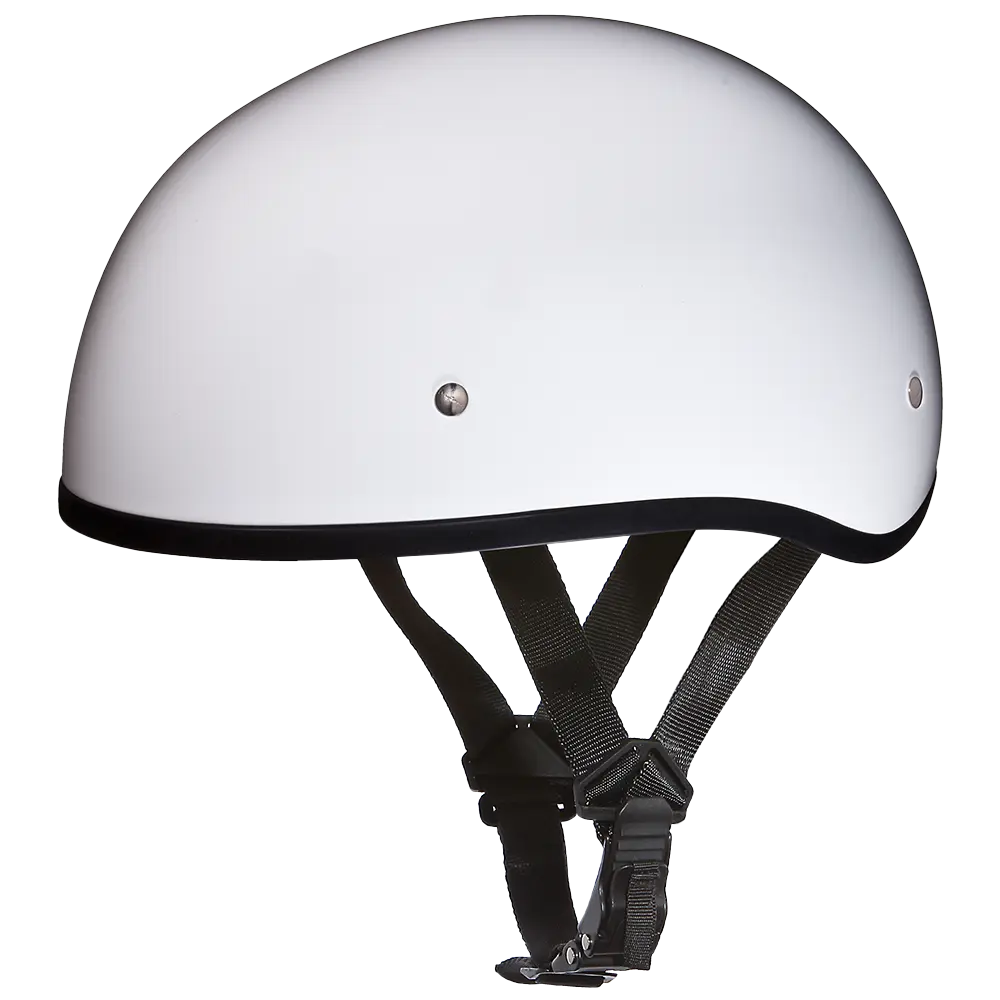 DOT Approved Daytona Skull Cap Half Shell Motorcycle Helmet - Beanie Style for Motorcycles, Cruisers, Scooters, and Mopeds W/O Visor- Hi-Gloss White Daytona Helmets