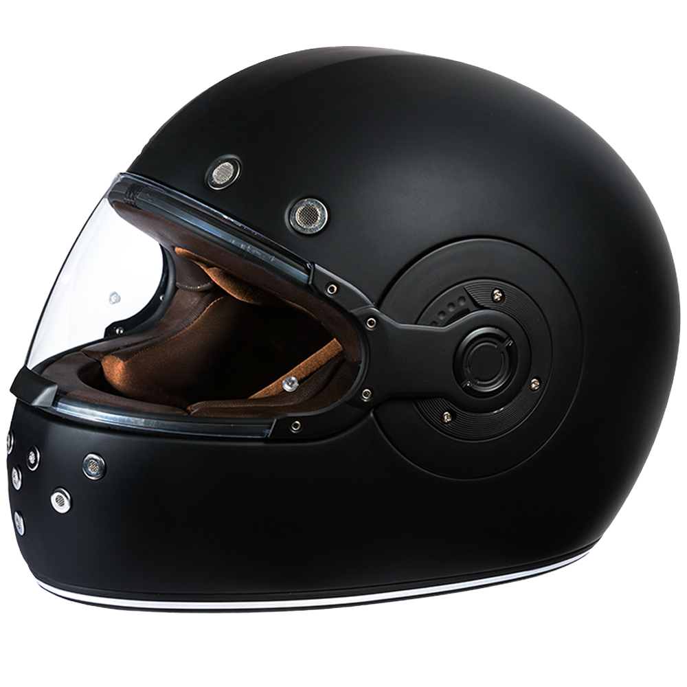 DOT Daytona Retro Full Face Motorcycle Helmet: Vintage Style for Men, Women, & Youth - Dull Black W/ Dull Black Accents Daytona Helmets