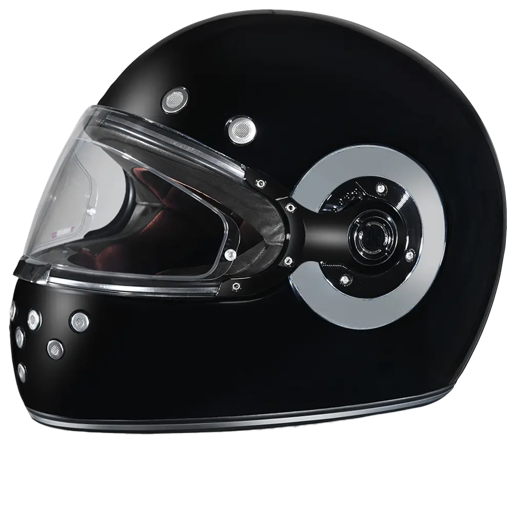 DOT Daytona Retro Full Face Motorcycle Helmet: Vintage Style for Men, Women, & Youth - Hi-Gloss Black w/ Chrome Accents Daytona Helmets