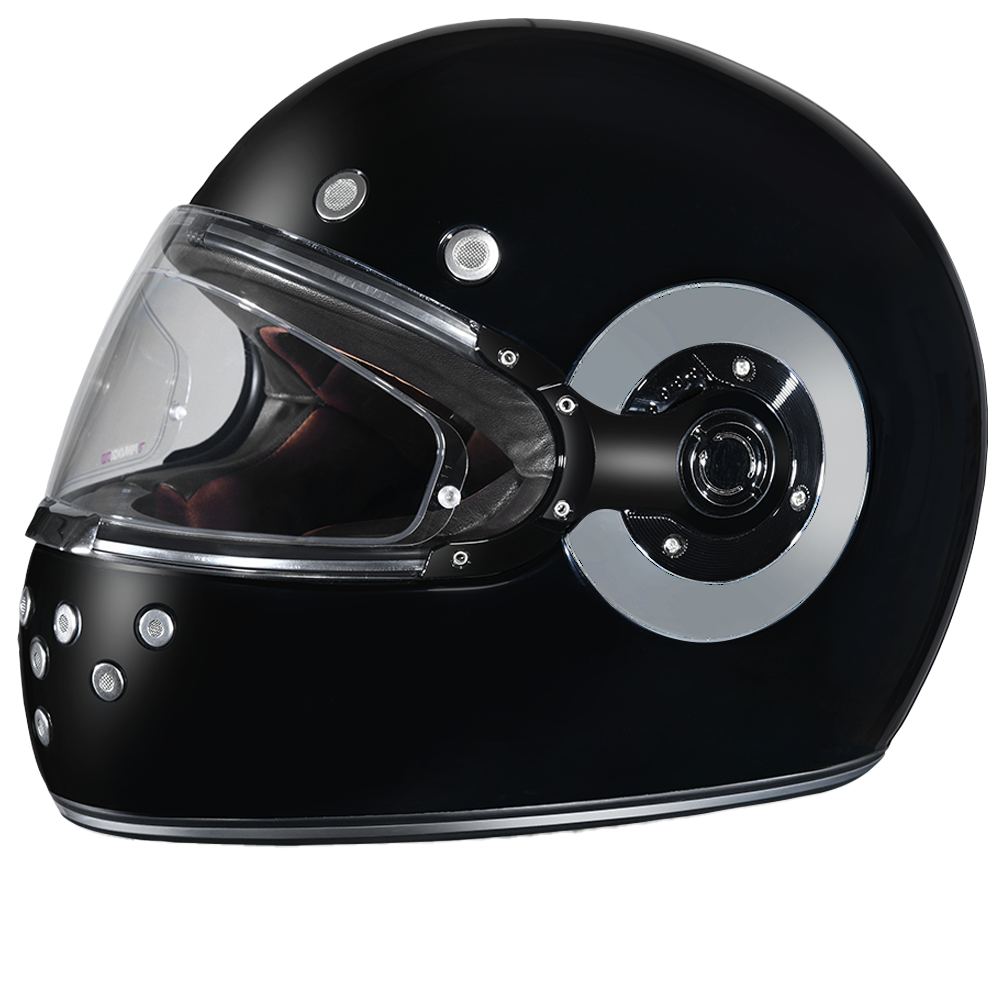 DOT Daytona Retro Full Face Motorcycle Helmet: Vintage Style for Men, Women, & Youth - Hi-Gloss Black w/ Chrome Accents Daytona Helmets