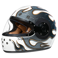 DOT Daytona Retro Full Face Motorcycle Helmet: Vintage Style for Men, Women, & Youth - W/ Flames