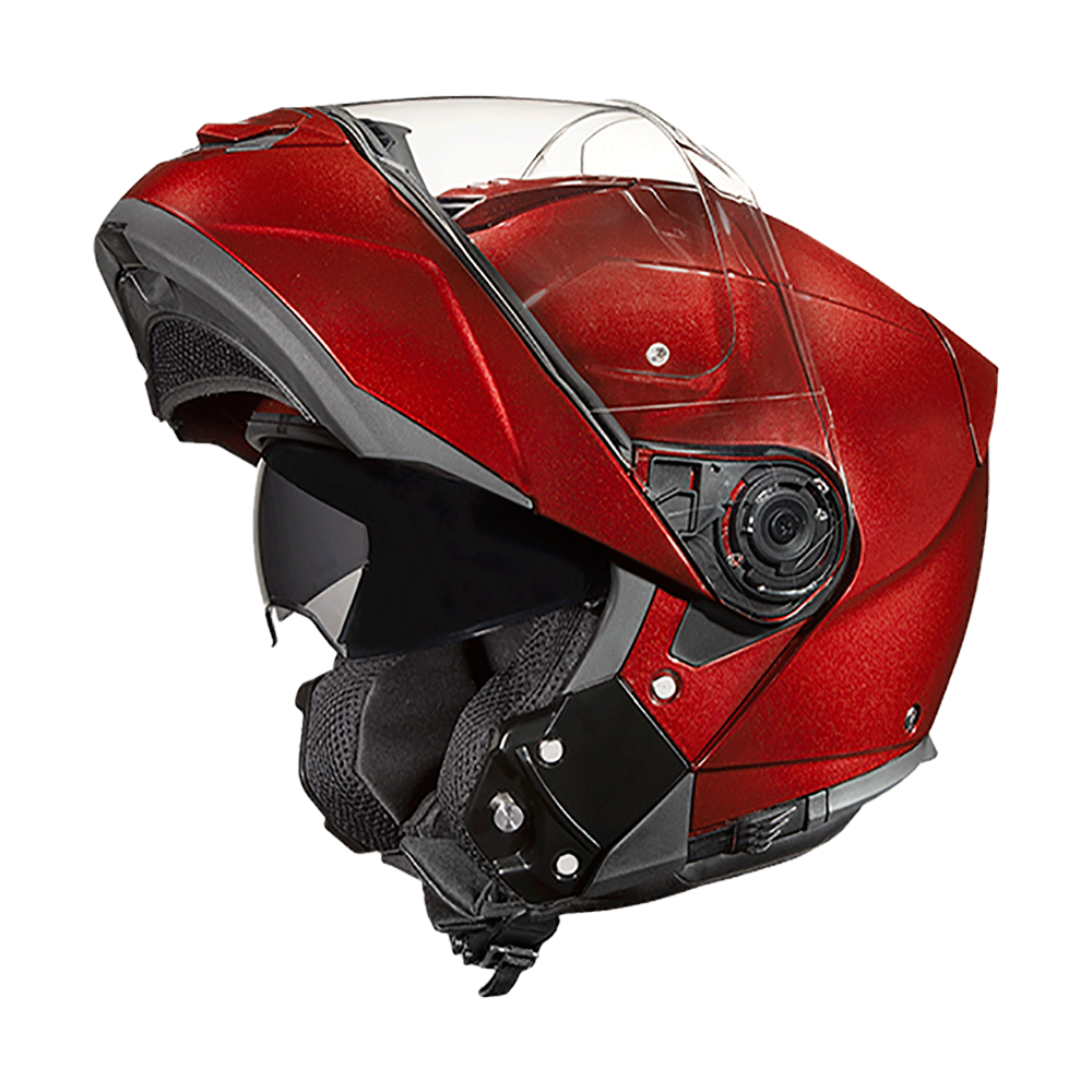Daytona Glide Modular Motorcycle Helmet - DOT Approved, Bluetooth Ready, Dual Visor, Men/Women/Youth - Black Cherry Daytona Helmets