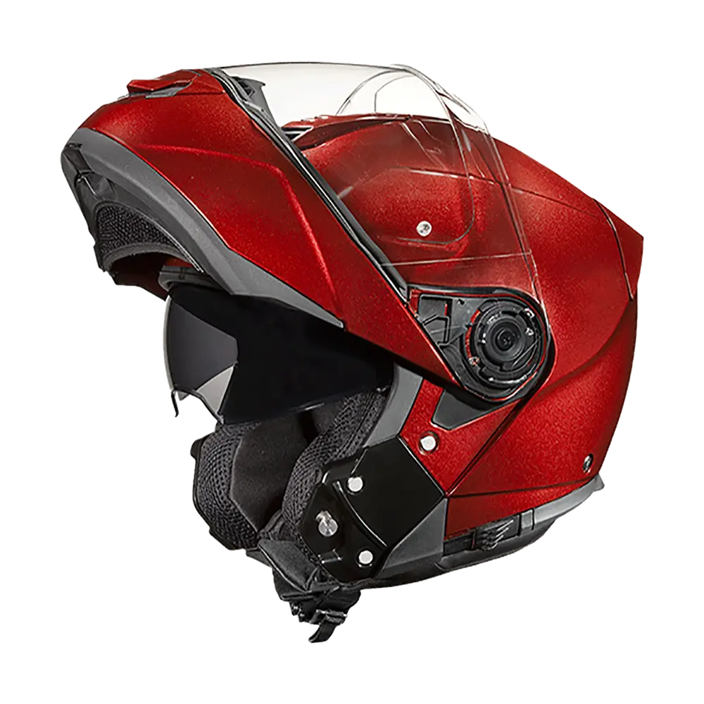 Daytona Glide Modular Motorcycle Helmet - DOT Approved, Bluetooth Ready, Dual Visor, Men/Women/Youth - Black Cherry Daytona Helmets
