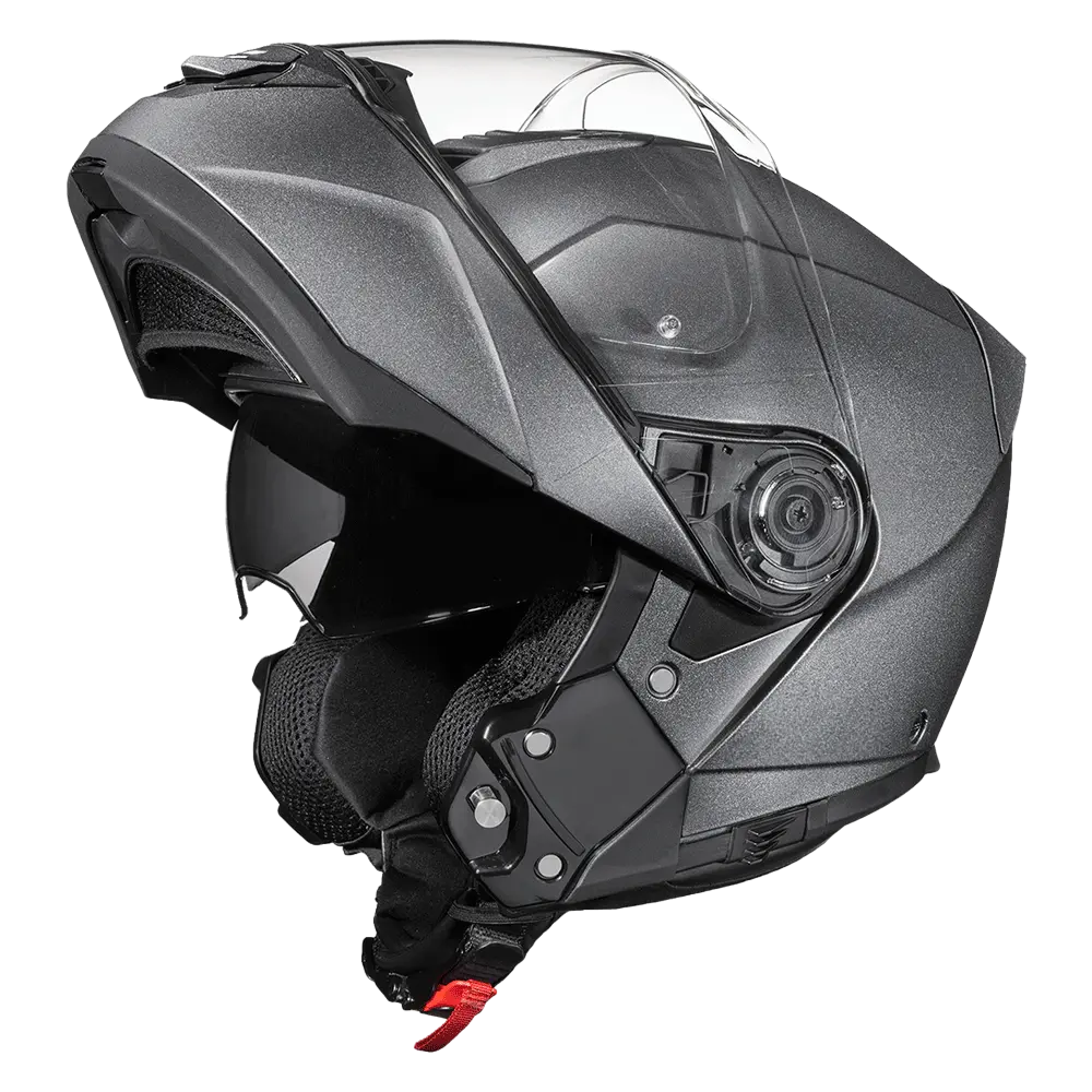 Daytona Glide Modular Motorcycle Helmet - DOT Approved, Bluetooth Ready, Dual Visor, Men/Women/Youth - Gun Metal Grey Metallic Daytona Helmets