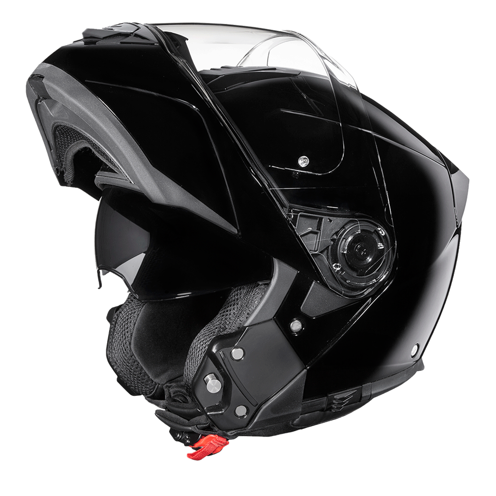 Daytona Glide Modular Motorcycle Helmet - DOT Approved, Bluetooth Ready, Dual Visor, Men/Women/Youth - Hi-Gloss Black Daytona Helmets