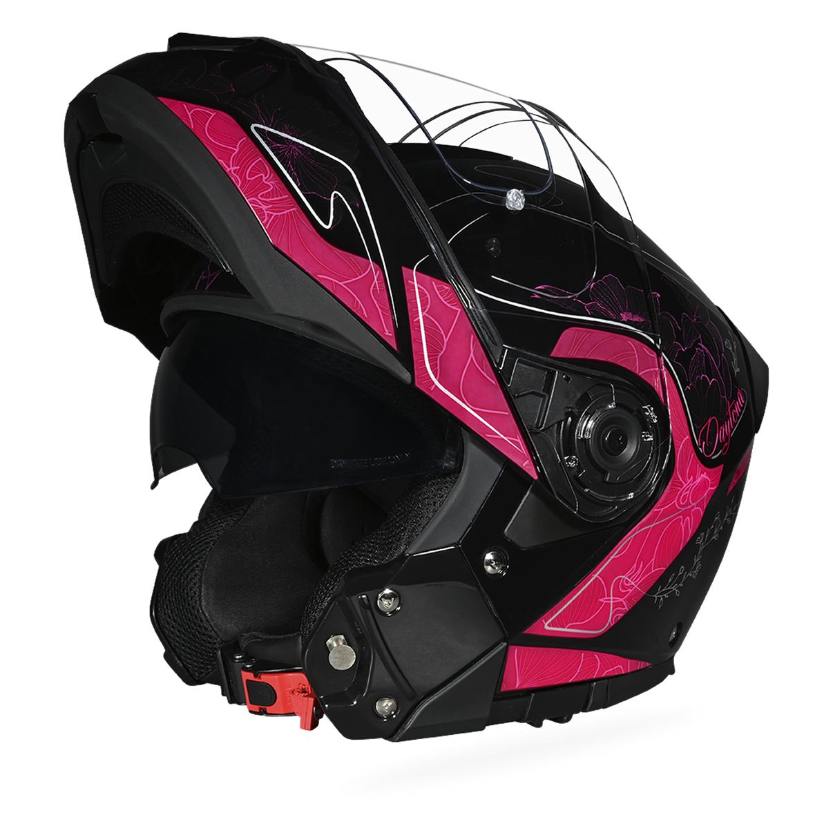 Daytona Glide Modular Motorcycle Helmet - DOT Approved, Bluetooth Ready, Dual Visor, Men/Women/Youth - W/ Flowers - LiveTheGnar