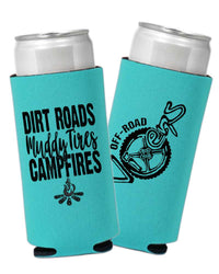Dirt Roads Slim Can Koozie - Turquoise OFF-ROAD VIXENS CLOTHING CO.