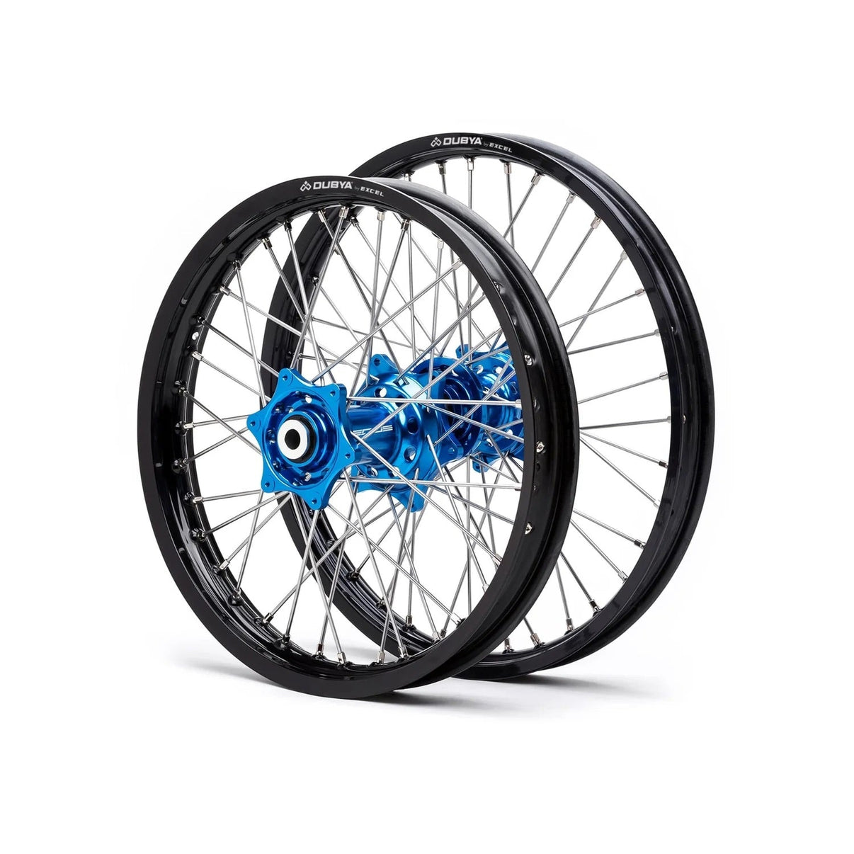 Dubya Edge Wheel Set for Husqvarna 2024+ – Blue Hubs / Black Rims DUBYA