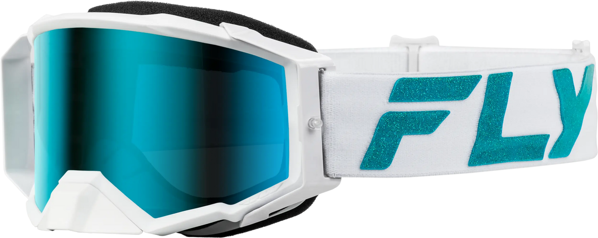 Fly Racing Zone Elite Goggle White/Teal W/ Light Grn Mirror/Smoke Lens FLY RACING