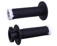Nomad V2 Lock-On Grips - Black/White/Silver ODI Off-Road Grips with D30 Vibration Damping - LiveTheGnar