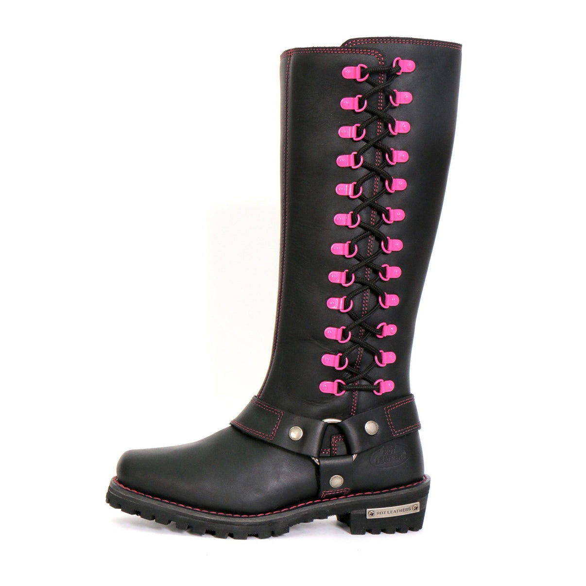 Hot Leathers BTL1006 Ladies 14-inch Black Knee-High Leather Boots with Side Zipper Entry Hot Leathers