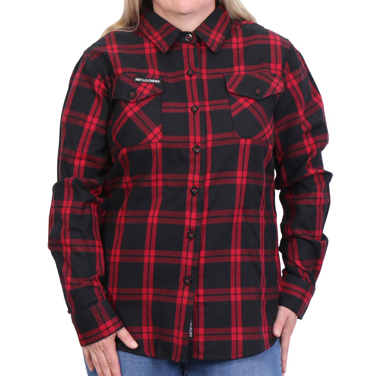 Hot Leathers FLL3009 Ladies 'Black and Red' Flannel Long Sleeve Shirt Hot Leathers
