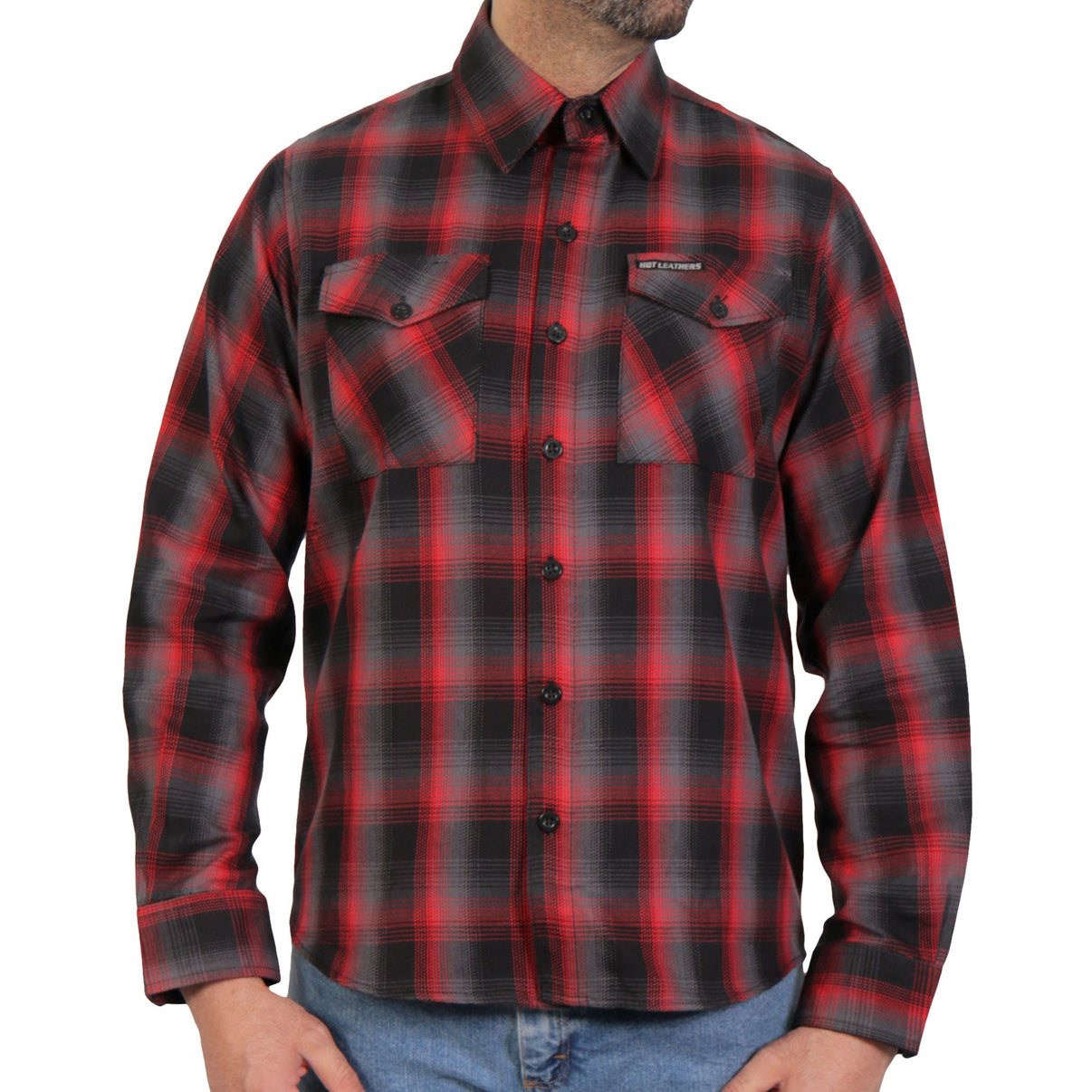 Hot Leathers FLM2017 Men's Red and Gray Long Sleeve Flannel Shirt Hot Leathers