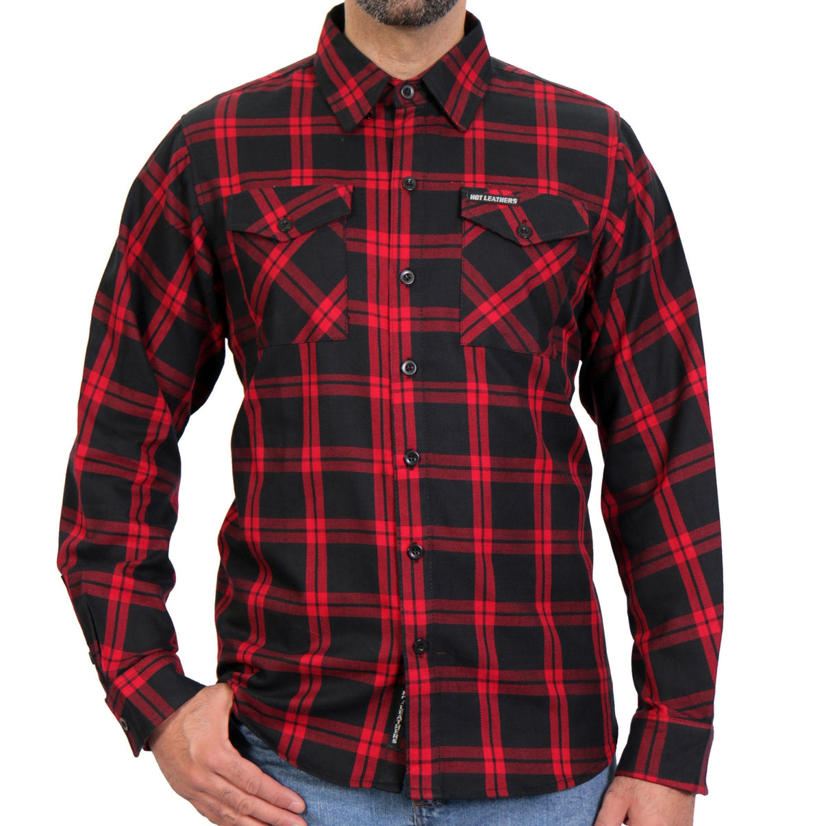 Hot Leathers FLM2021 Men's 'Red and Black' Flannel Long Sleeve Shirt Hot Leathers