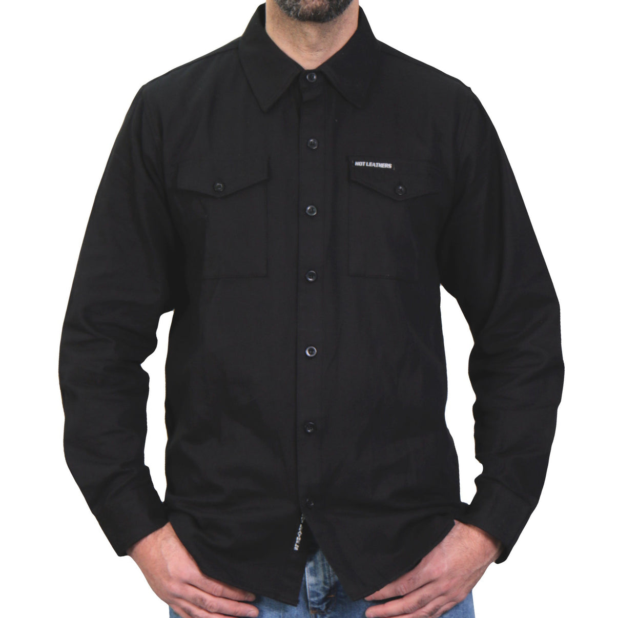 Hot Leathers FLM2024 Men's 'Solid Black' Flannel Long Sleeve Shirt Hot Leathers