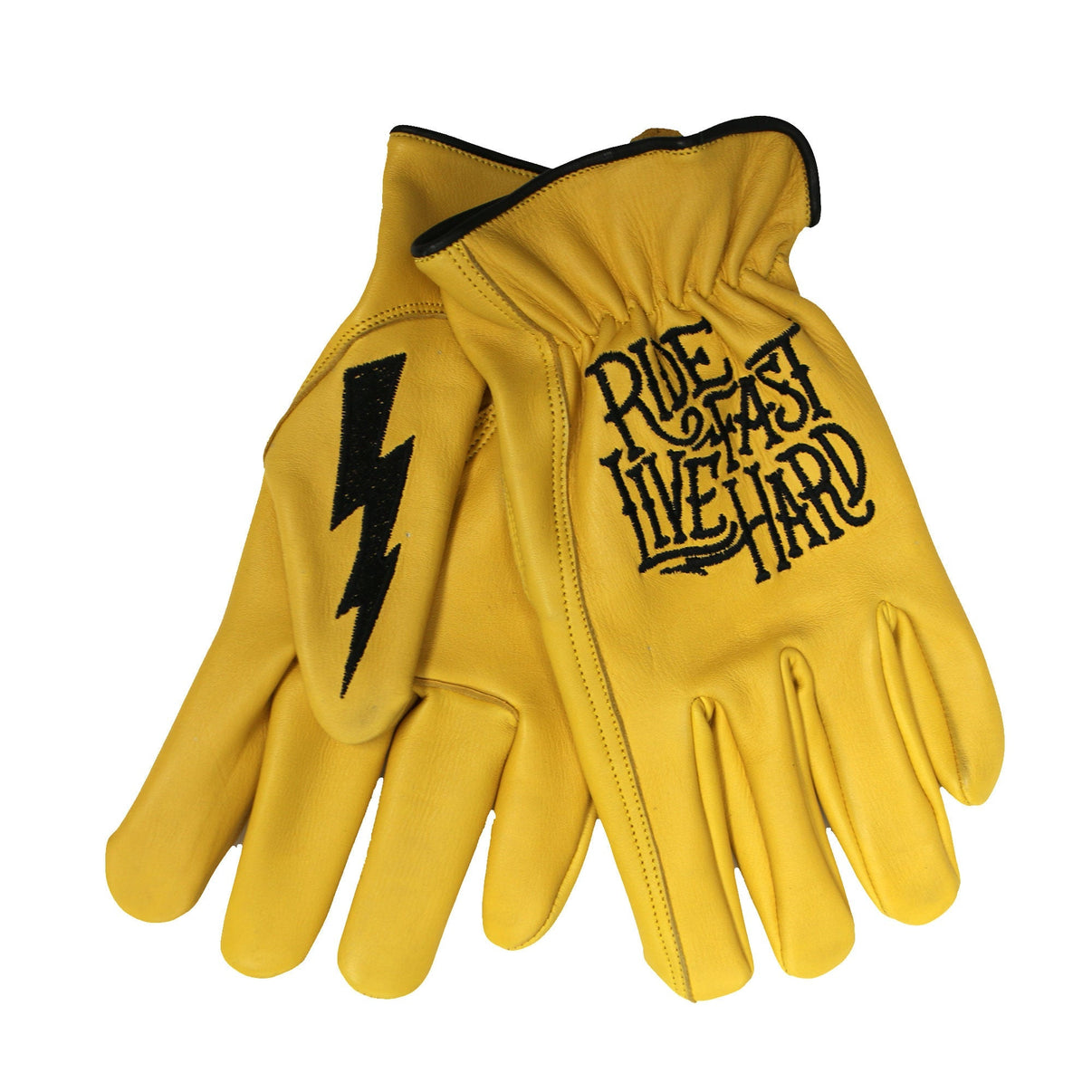 Hot Leathers GVD2001 Uni-Sex Gold 'Bolt' Deer Skin Leather Gloves Hot Leathers