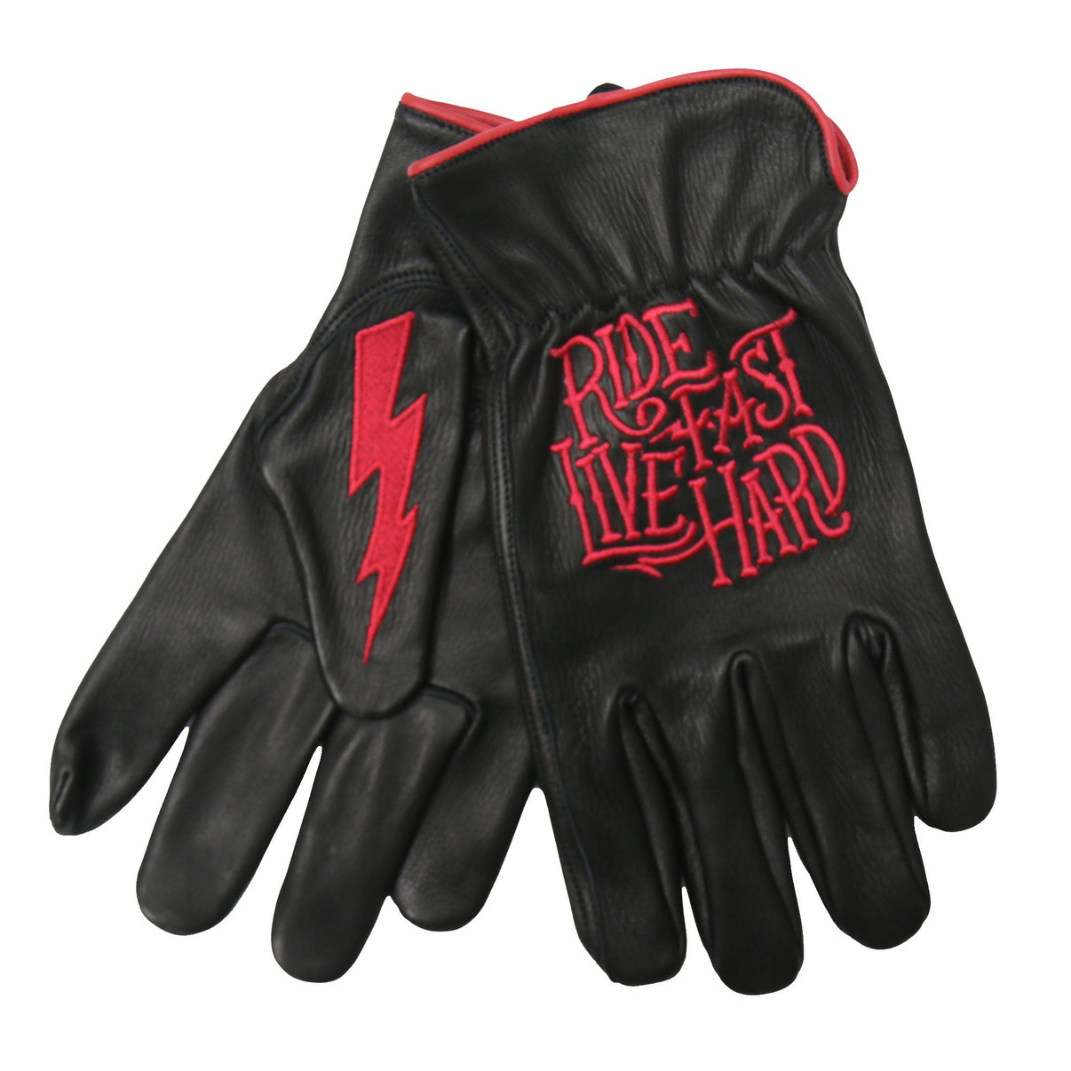 Hot Leathers GVD2002 Uni-Sex Black 'Bolt' Deer Skin Leather Gloves Hot Leathers