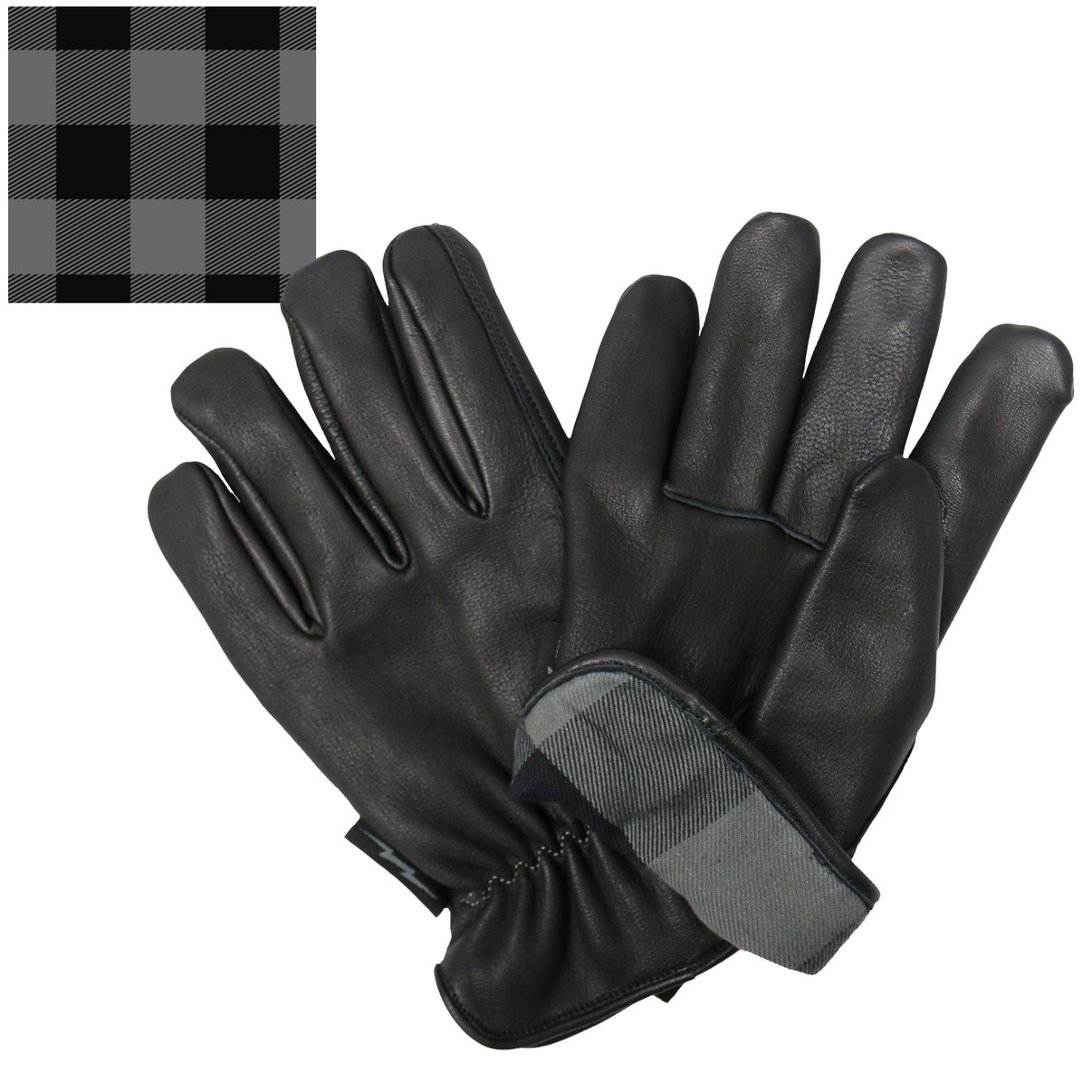 Hot Leathers GVD2003 Uni-Sex 'Grey and Black Flannel Lined' Deer Skin Leather Gloves Hot Leathers