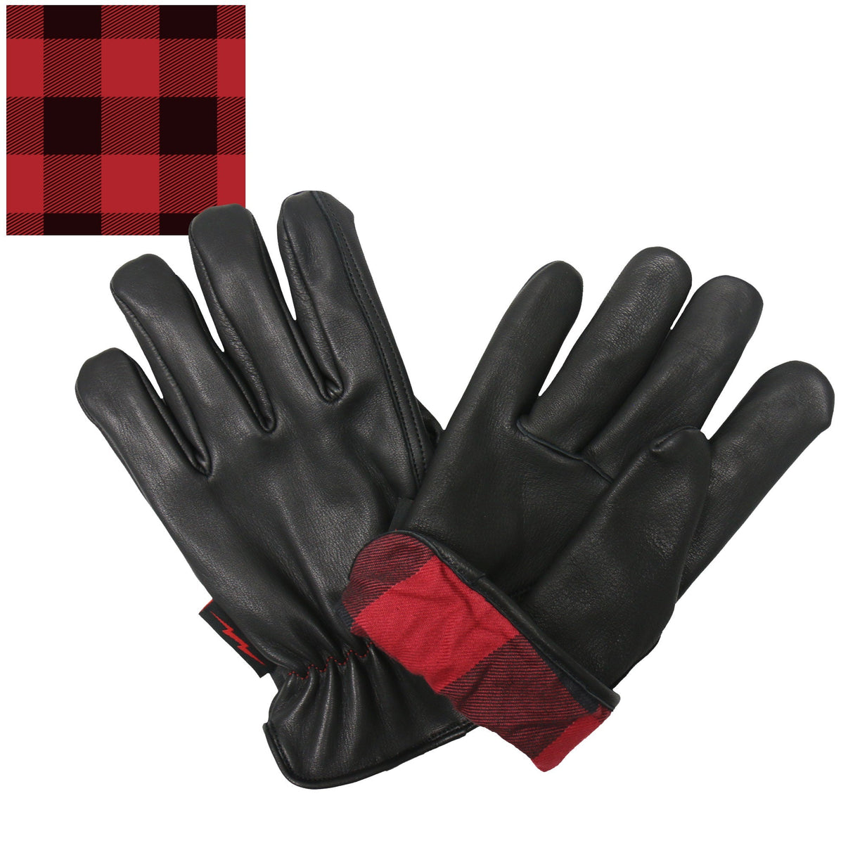 Hot Leathers GVD2004 Uni-Sex 'Red and Black Flannel Lined' Deer Skin Leather Gloves Hot Leathers