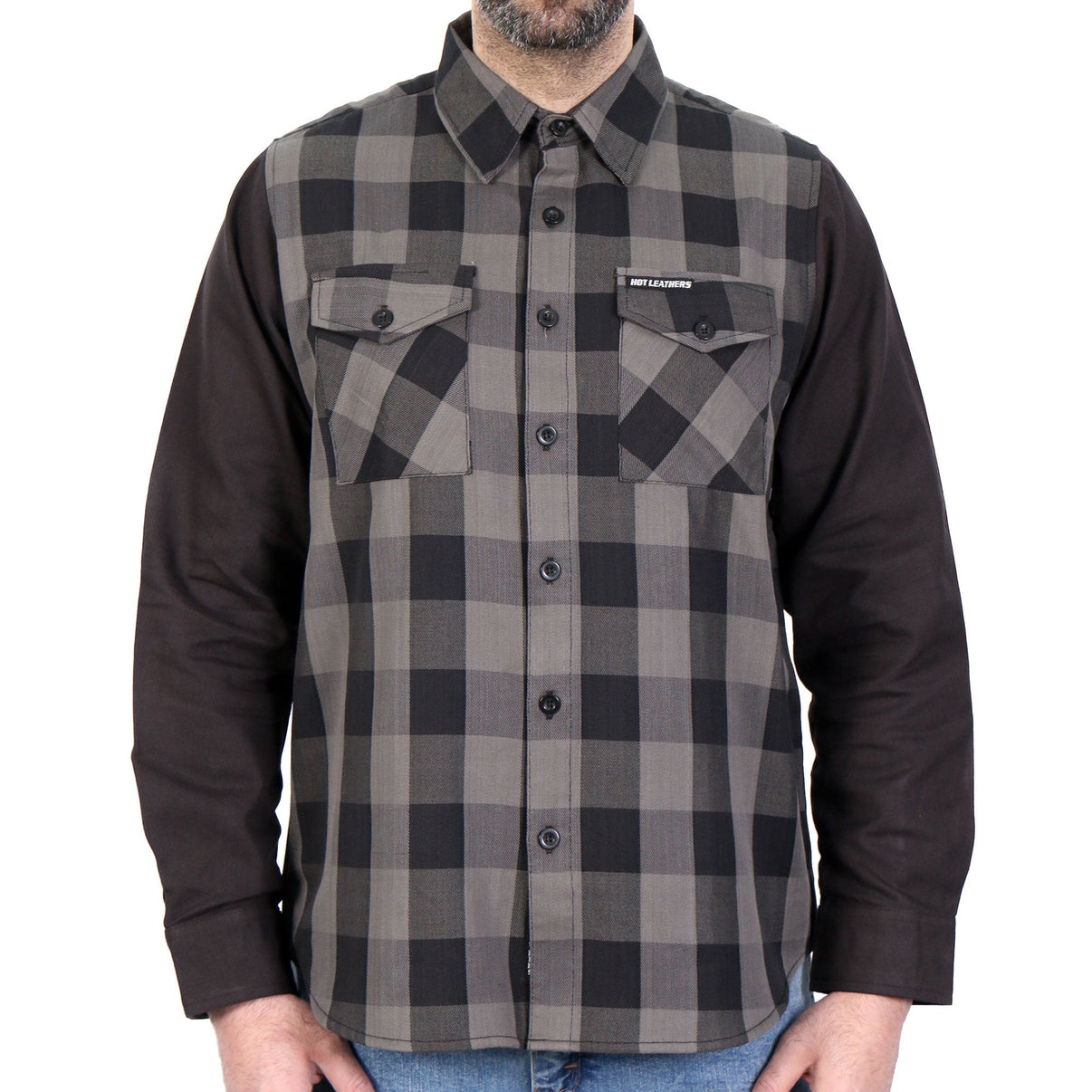 Hot Leathers Mens Black And Gray 2 Toned Long Sleeve Flannel Shirt FLM2042 Hot Leathers