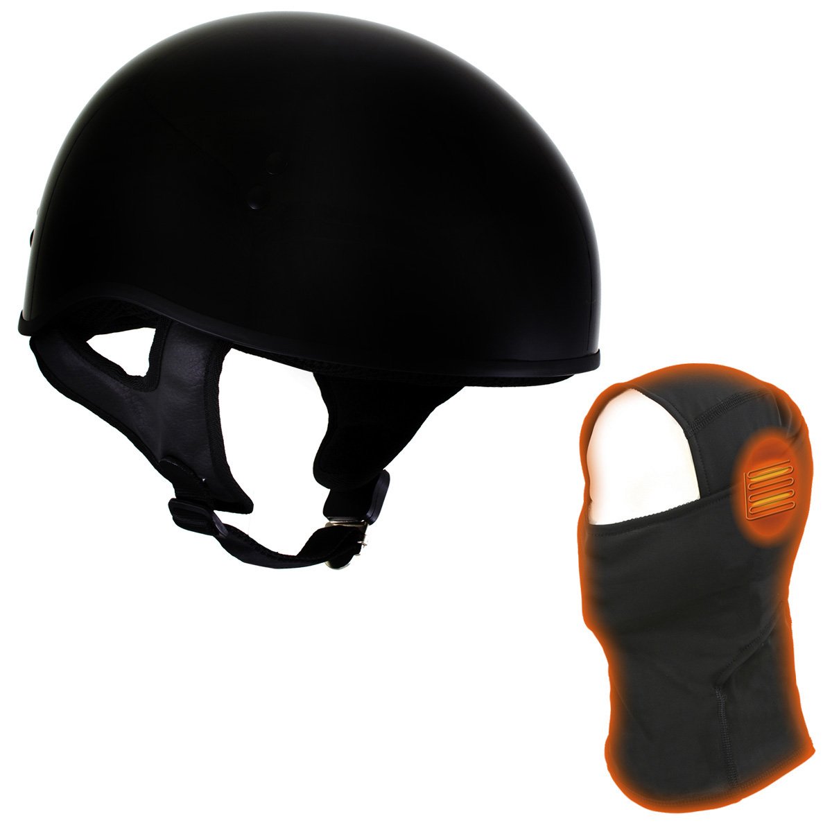 Hot Leathers T68 'The O.G.' Gloss Black DOT Helmet with MP7922FMSET Heated Balaclava Bundle Hot Leathers