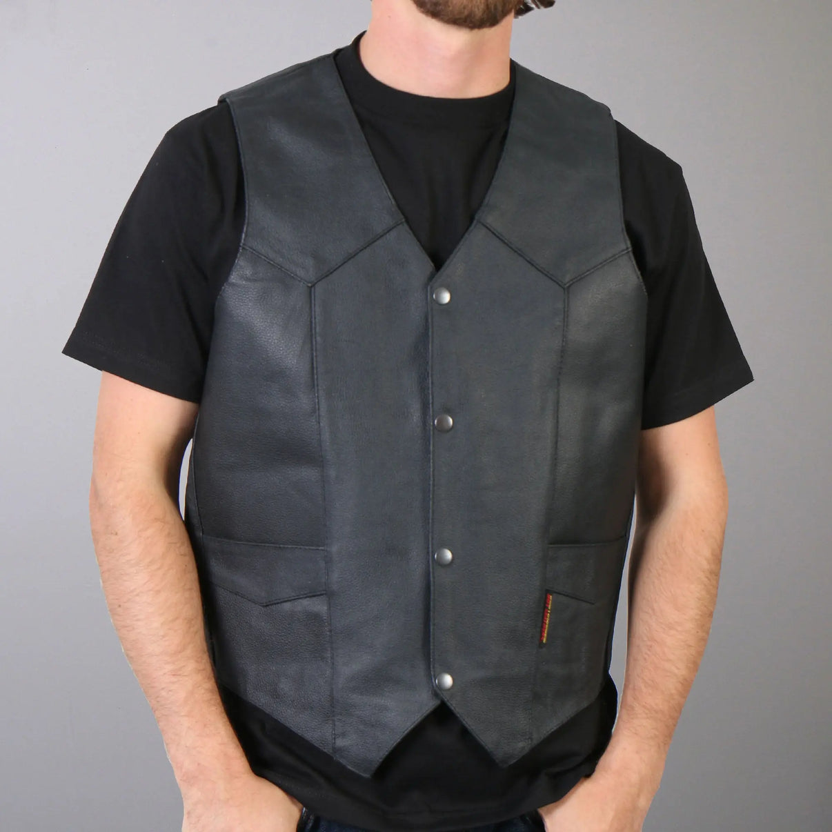 Hot Leathers VSM1032 Men's Motorcycle style Black 'Classic' Leather Biker Vest Hot Leathers